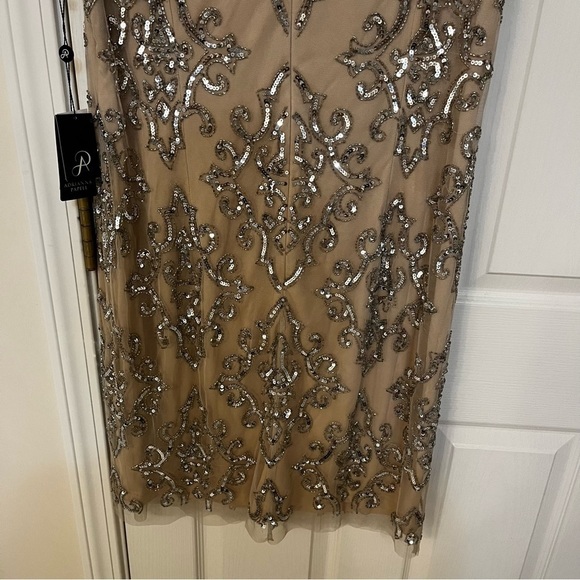 Adrianna Papell Tan and Silver Embellished Dress - Picture 9 of 12